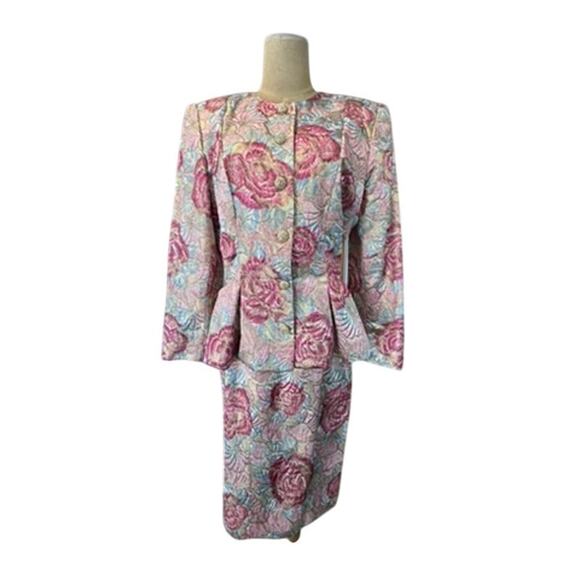 "RICHILENE" RARE! VTG 2 Pc.Set SZ 14 Formal Party Designer USA Metallic Threads - Picture 2 of 16